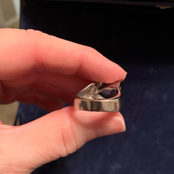 white gold, blue topaz ring with diamond accents🎉host pick🎉 - Picture 7 of 9